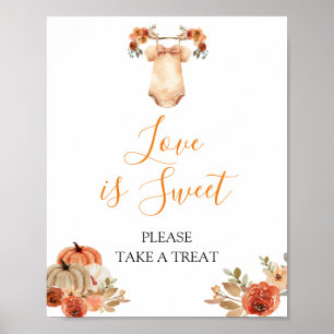 Poster Automne Citrouille Floral Vêtements de bébé L'amou