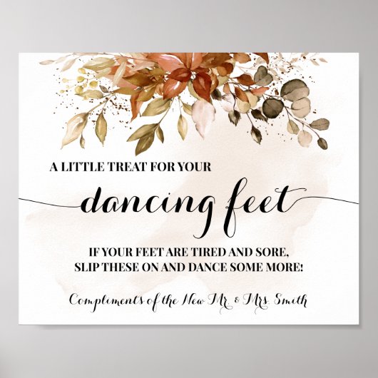 Poster Automne Danser Pieds Signal Flip Flops Mariage (Devant)