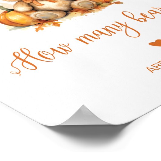 Poster Automne devinez combien d'ours baby shower jeu Pos (Coin)