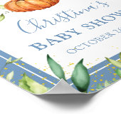 Poster Automne Dusty Blue Citrouille Baby shower Bienvenu (Coin)