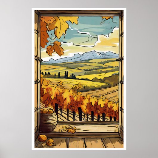 Poster Automne / Fenêtre Automne Vue de l'affiche Vignobl (Devant)