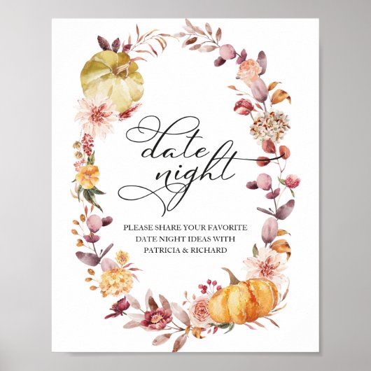 Poster Automne Feuilles Citrouille Automne Date Automne J (Devant)