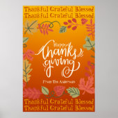 Poster Automne Feuilles de typographie Bon thanksgiving (Devant)