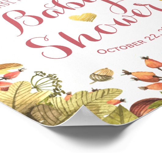 Poster Automne Feuilles et Baby showers Citrouilles Accue (Coin)