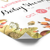 Poster Automne Feuilles et Baby showers Citrouilles Accue (Coin)