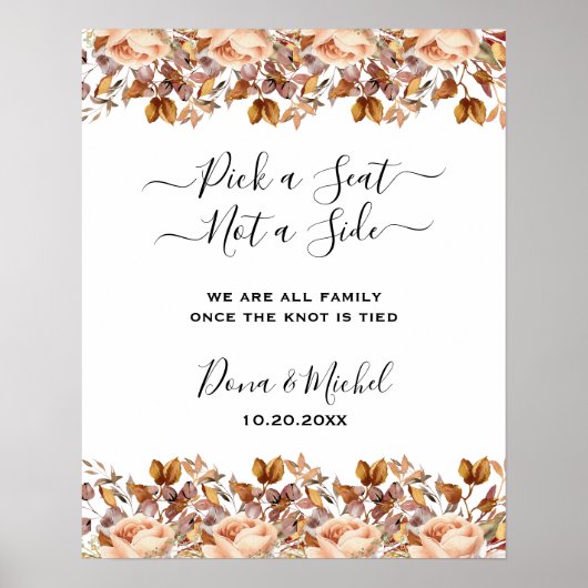 Poster Automne Feuilles Russe Pays Boho Mariage (Devant)