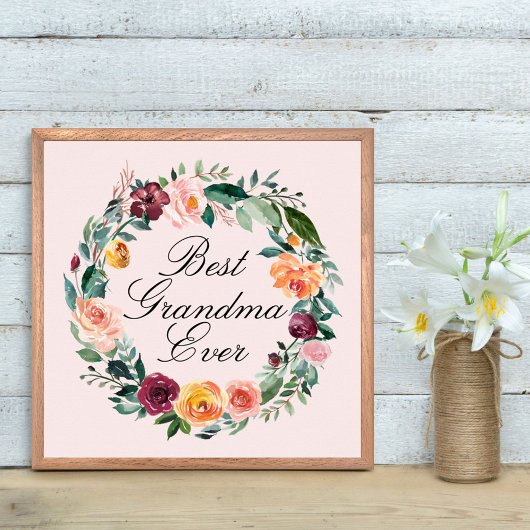 Poster Automne Fleur Rose Fleur Floral Wreath Best Grand-