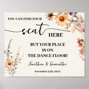 Poster Automne Fleur sauvage Trouvez Votre Siège Mariage