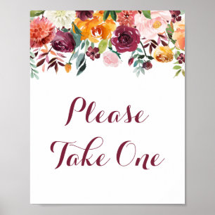 Poster Automne Fleur S'Il Vous Plaît Prendre Un Signet Po