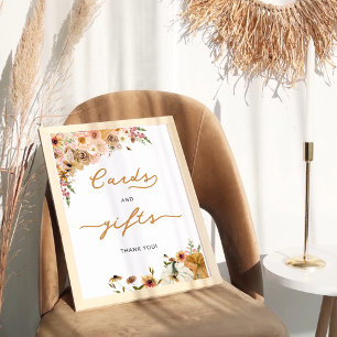 Poster Automne Floral Aquarelle Citrouille Cartes et cade