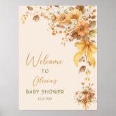 Poster Automne Floral Boho Baby shower Bienvenue (Devant)