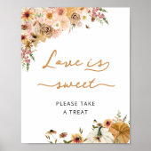 Poster Automne Floral Citrouille Fête des mariées L'amour (Devant)