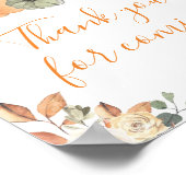 Poster Automne Floral Citrouille Merci pour venir (Coin)