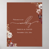 Poster Automne Floral Dark Terracotta Calligraphie Mariag (Devant)