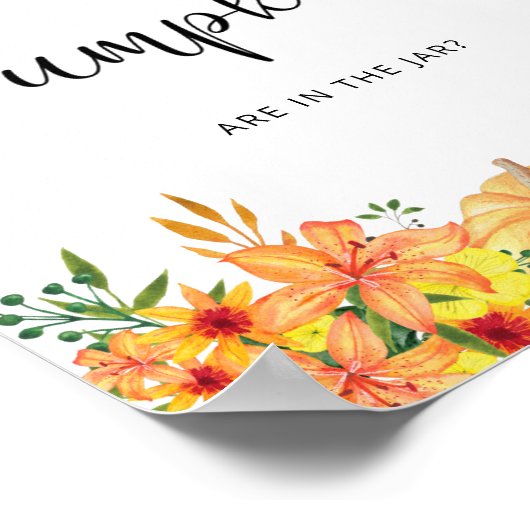 Poster Automne floral devinez combien de citrouilles (Coin)