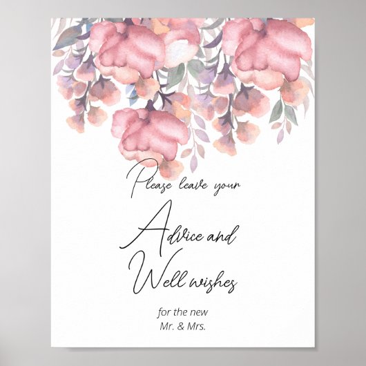 Poster Automne Floral Dusty Rose Conseils et voeux (Devant)