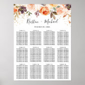 Poster Automne Floral Gold Parties scintillant Mariage Ca (Devant)