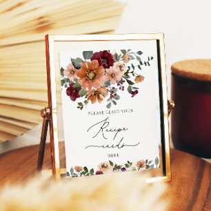 Poster Automne Floral Laissez votre carte de recette ici