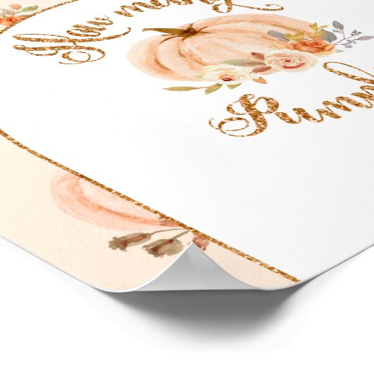 Poster Automne floral orange devinez combien de citrouill (Coin)