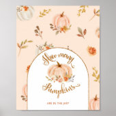 Poster Automne floral orange devinez combien de citrouill (Devant)