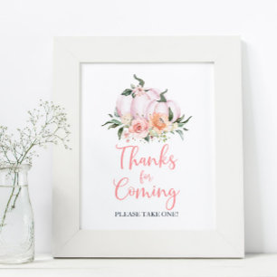 Poster Automne Floral Petit Citrouille Merci pour venir