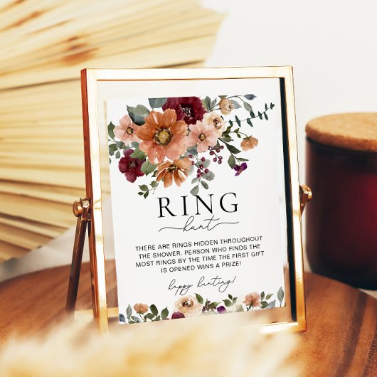 Poster Automne Floral Ring Chasse Bridal Douche Jeu