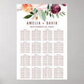 Poster Automne Floral Rose Gold Light Seize Chart (Devant)