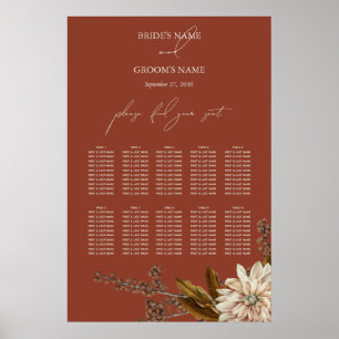 Poster Automne Floral Terracotta Aquarelle Carte de siège