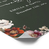 Poster Automne Floral Vert foncé Calligraphie Mariage (Coin)