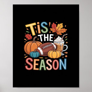 Poster Automne Football Automne Citrouille Lover café