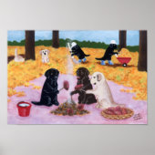 Poster Automne Fun Labradors OEuvre d'art (Devant)