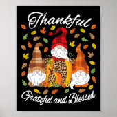 Poster Automne Gnome Plaid Leopard Citrouille Thanksgivin (Devant)