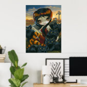 Poster Automne Kitties ART IMPRIMER Halloween Fée chat no (Bureau à domicile)