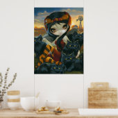 Poster Automne Kitties ART IMPRIMER Halloween Fée chat no (Cuisine)
