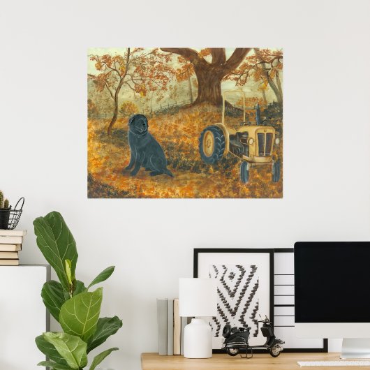 Poster Automne Labrador (Bureau à domicile)