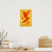 Poster Automne Love slogan Orange Automne Feuilles automn (Cuisine)