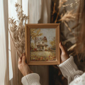 Poster Automne Maison de campagne peinture automne paysag