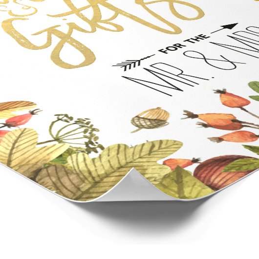 Poster Automne Maple Feuilles Cartes Cadeaux Mariage Sign (Coin)