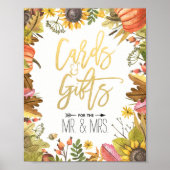 Poster Automne Maple Feuilles Cartes Cadeaux Mariage Sign (Devant)