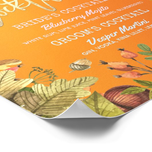 Poster Automne Mariage de automne Signature Cocktail Menu (Coin)