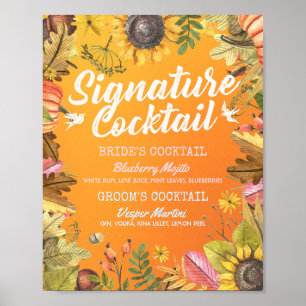 Poster Automne Mariage de automne Signature Cocktail Menu
