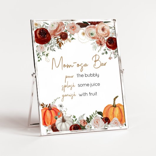 Poster Automne Marsala Bourgogne Floral Citrouille Maman