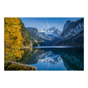Poster Automne Montagne Dachstein Reflet dans le lac Gosa