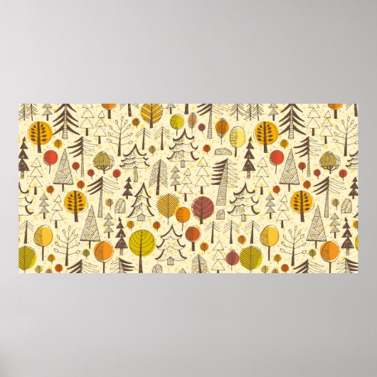 Poster Automne. Motif sans couture avec forêt, dos d'auto (Devant)