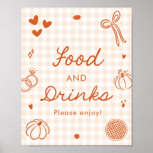 Poster Automne Orange Gingham Nourriture et Boissons Dess (Devant)