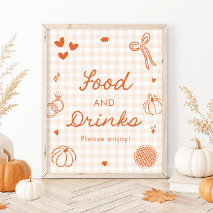 Poster Automne Orange Gingham Nourriture et Boissons Dess