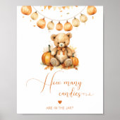 Poster Automne ours deviner combien de bonbons baby showe (Devant)