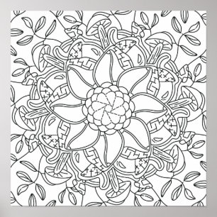 Poster Automne paisible : coloriage de forêt