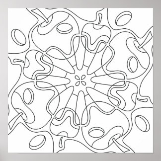 Poster Automne paisible : coloriage de pommes abstraites