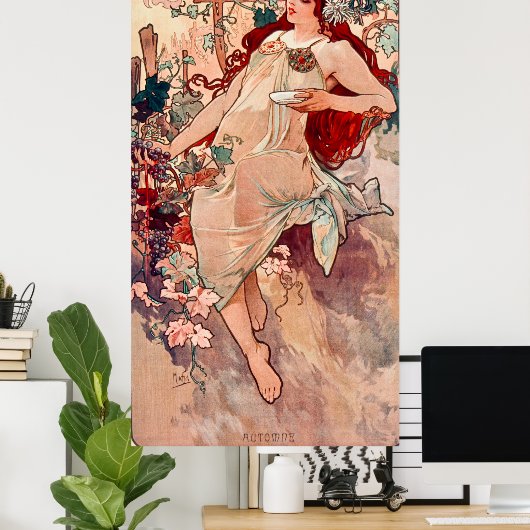Poster Automne par Alfons Mucha (Bureau à domicile)